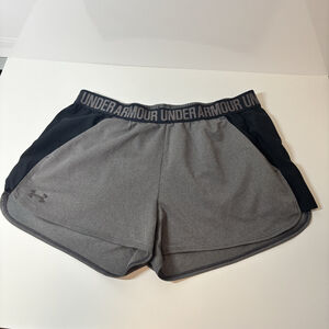 Under Armour HeatGear Grey and Black Athletic Running Shorts Large